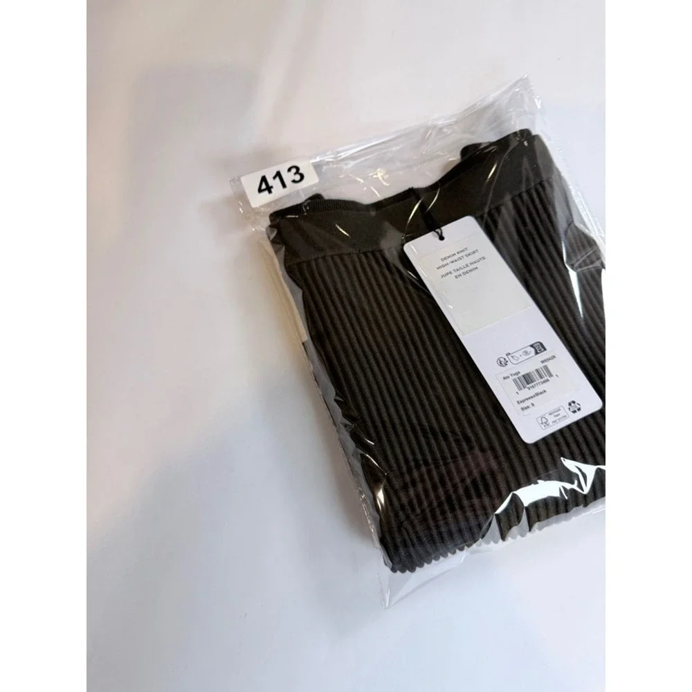 Alo Yoga Denim Knit High-Waist Skirt Women Small Espresso Ribbed Athletic